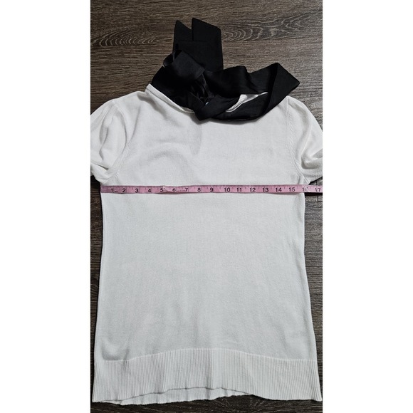 CeCe Women's Size XS Pullover Long-sleeve Knit  Neck Tie Sweater - Picture 6 of 11